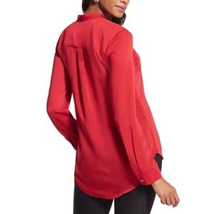 Chico’s | NWT Red Textured Gold Button Down Charmeuse Chic Blouse